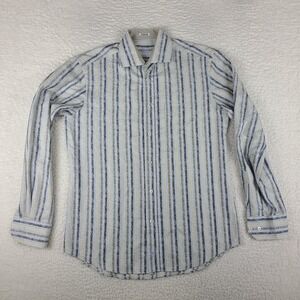 Bugatchi Uomo Dress Shirt Mens Medium Striped Paisley Shaped Fit Button Up‎